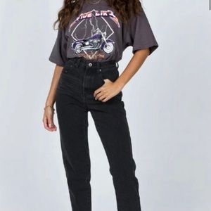 Harley Davidson Vintage 90s Black Denim High Waist Classic Straight Leg Jeans